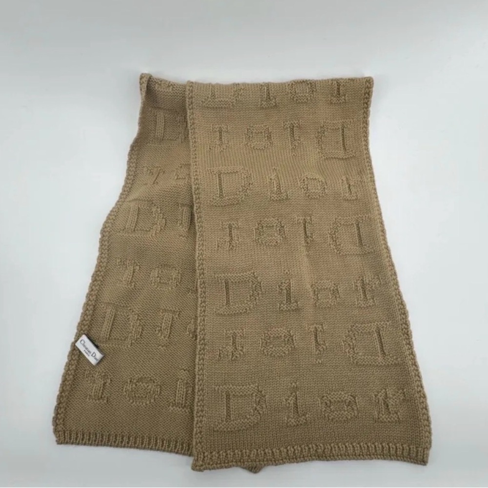 Christian Dior Monogram Wool Cashmere Scarf Oversized